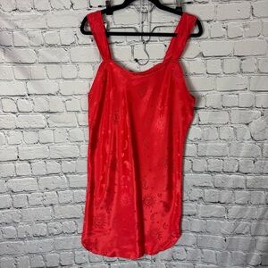 Barbizon Vintage Red Satin Nightgown Slip Dress Celestial Sun Moon Pattern Sz L